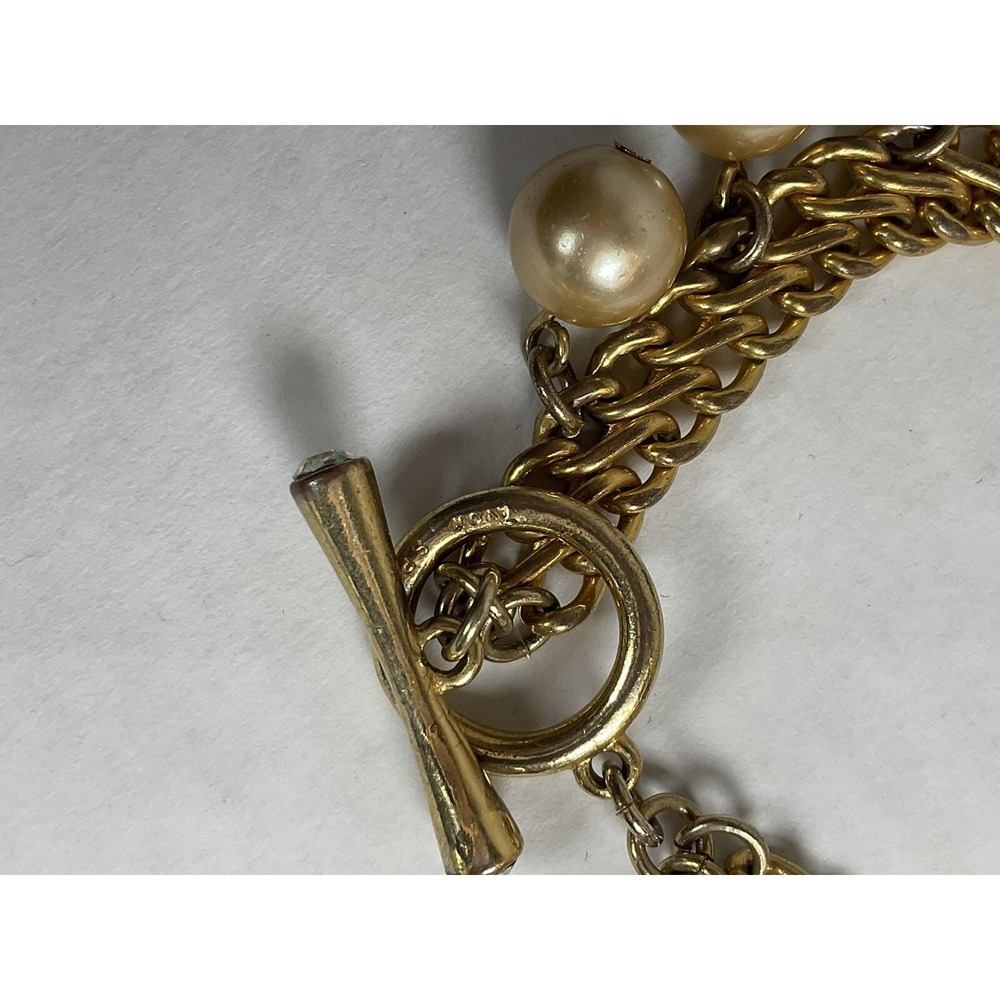 Vintage 70s - 80s Avon Faux Pearl Embellished Rhinestone Tip Bracelet - Picture 4 of 4